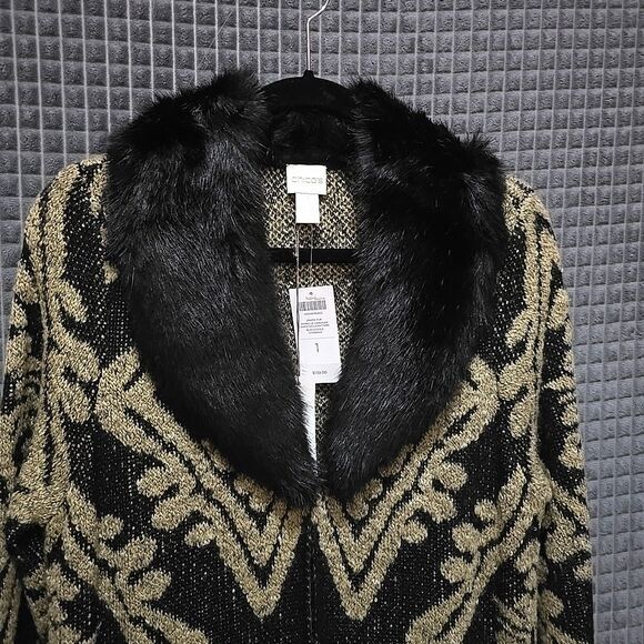 Faux Fur Duster Cardigan Sweater Chicos1 SzM Y2K 90s SOFT Boho Chic Pennylane - Picture 3 of 11